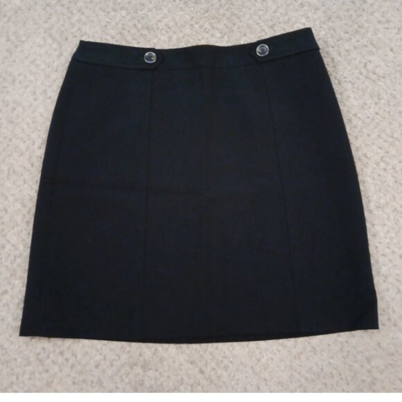 Ann Taylor Loft Short Black Pencil Lined Button Accent Skirt - Picture 1 of 2